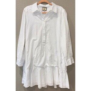 Tuckernuck White Swiss Dot Callahan Shirt Dress Women’s XL 100% Cotton
